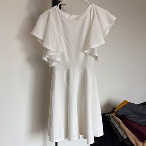 Elegant White Flutter Sleeve Dress